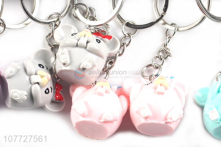 Hot selling cute cartoon bear shape resin key chain keyring for kids