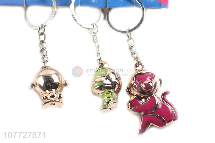 Top seller 3d pvc monkey key chain animal key ring cute bag pendant