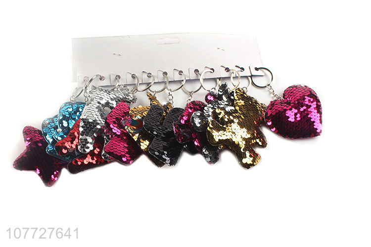 Hot products different shapes sequin key chain key ring souvenir