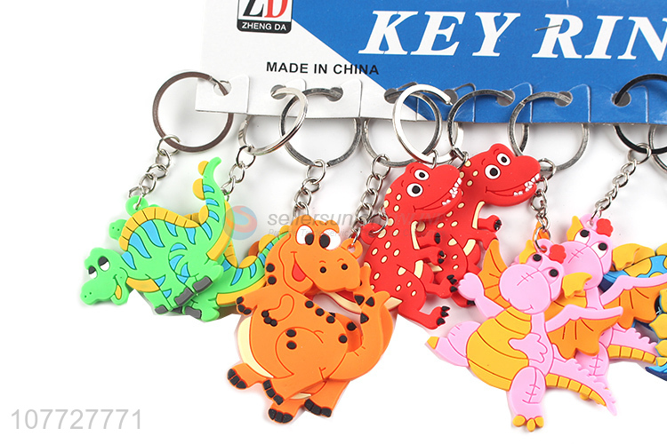 Hot sale flat pvc key chain dianosuar key chain for kids