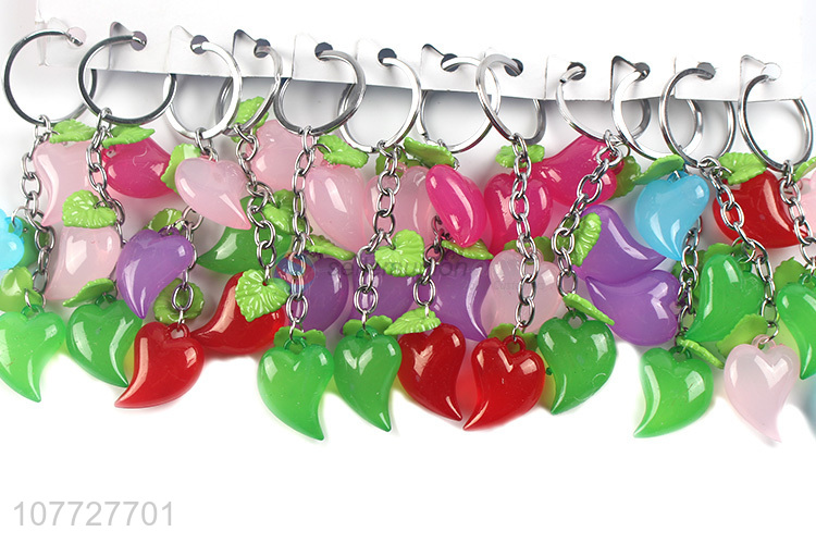 Popular products colorful acrylic heart key chain key ring ornaments