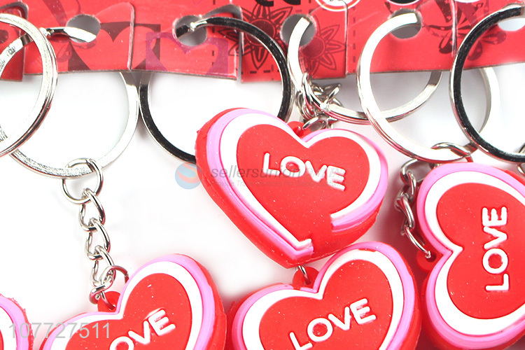 Hot sale soft pvc key chain heart keychain promotional gifts