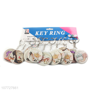 Good sale custom printing single sided makeup mirror key chain