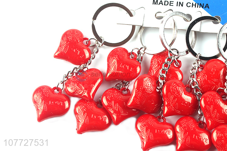 High quality red heart key chain fashionable acrylic key ring
