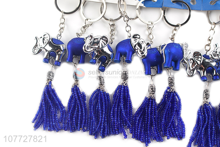 Wholesale creative beaded elephant key chain key ring for souvenir