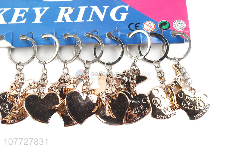 New arrival gold pvc heart key chain heart keychains promotional gift