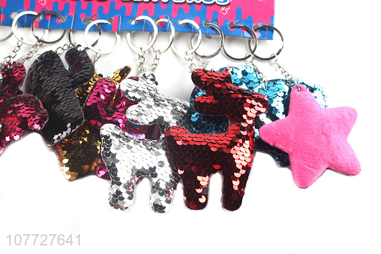 Hot products different shapes sequin key chain key ring souvenir