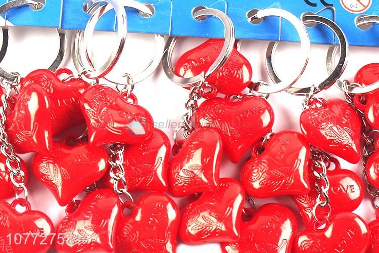 High quality red heart key chain fashionable acrylic key ring