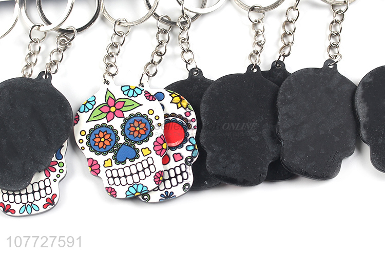 New arrival custom printing acrylic skull key chain keyring bag pendant
