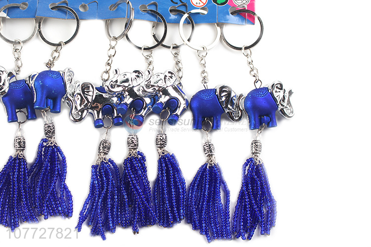 Wholesale creative beaded elephant key chain key ring for souvenir