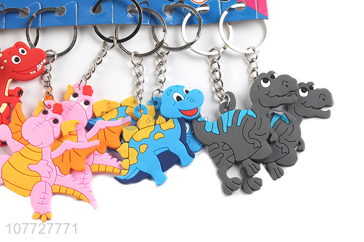 Hot sale flat pvc key chain dianosuar key chain for kids