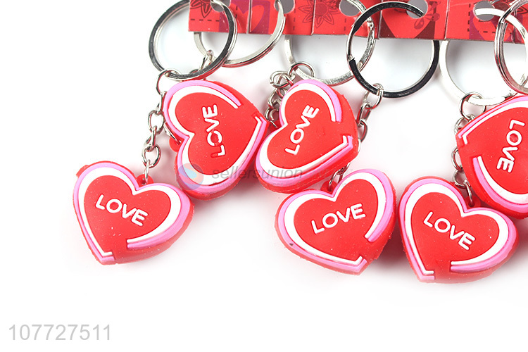 Hot sale soft pvc key chain heart keychain promotional gifts