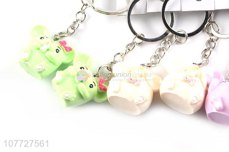 Hot selling cute cartoon bear shape resin key chain keyring for kids