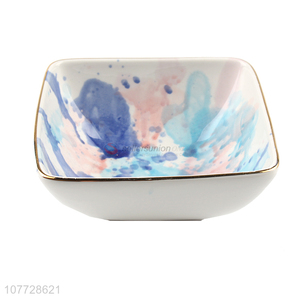 Low price open rice bowl household tableware ceramic square bowl