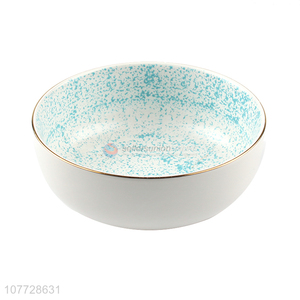 Good quality inkjet design simple white ceramic deep mouth soup bowl