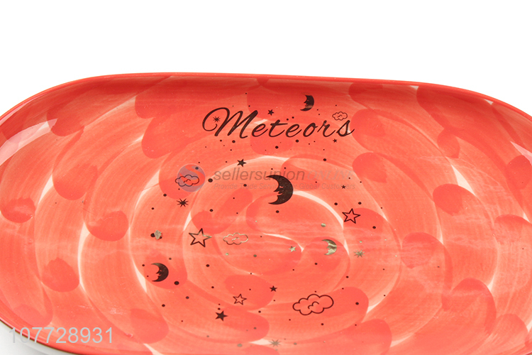 Wholesale orange starry sky ceramic fish plate craft tableware