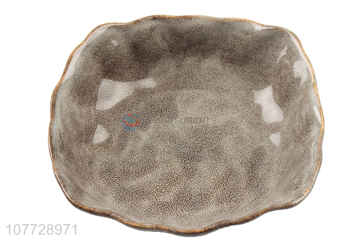Classic texture design antique ceramic open soup plate