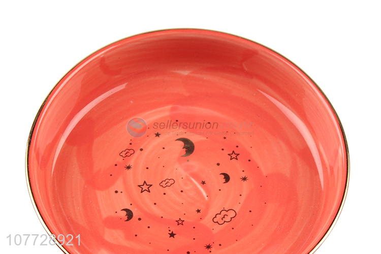 Design simple and popular white background orange starry ceramic tableware