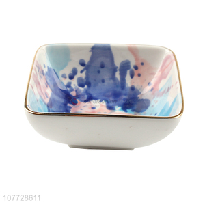 Popular water drop smudge ink pattern ceramic square bowl