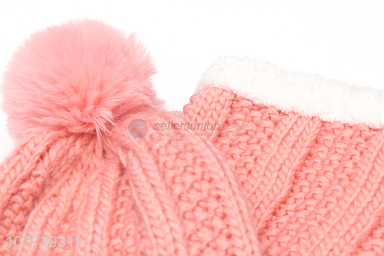 Good sale women winter hat and neck warmer set fashion beanie hat set