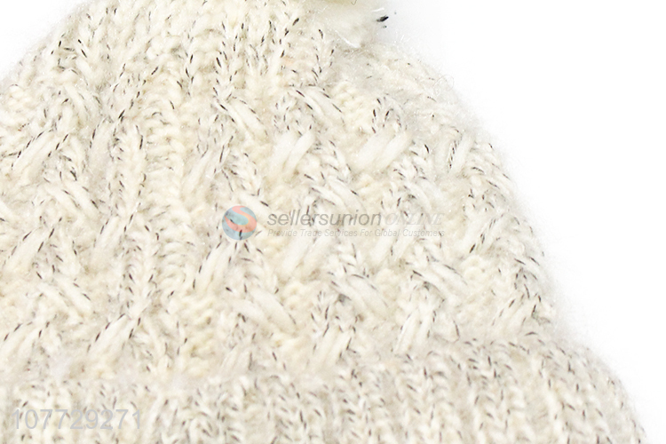 Low price autumn winter women hat knitted beanie hat with fleece lining