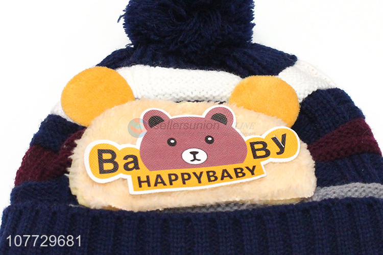 Hot sale cartoon animal kids winter acrylic knitted earmuff beanie hat