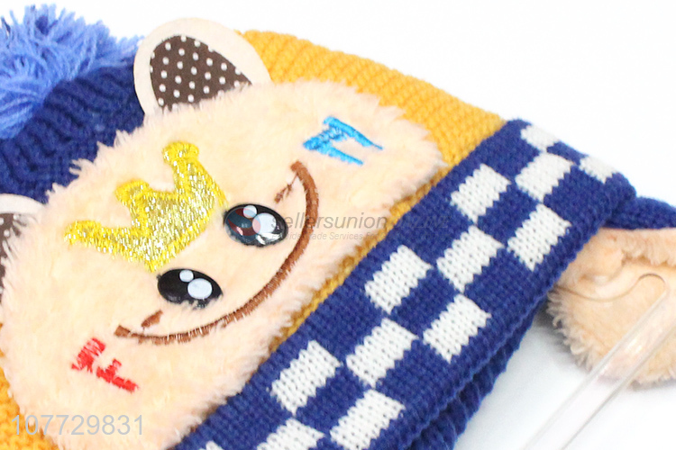 Popular products cartoon design kids winter cuffed beanie children knitted hat