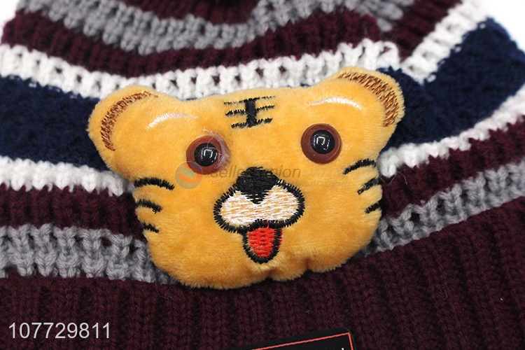 Most popular cartoon animal kids winter hat boys girls cuffed beanie hat