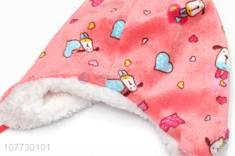 Good sale cartoon animal children earmuff hat toddler cuffed beanie cap