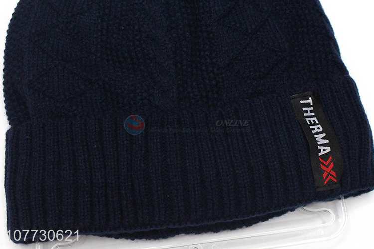 Hot products men winter hat fleece lining beanie cap knitting cap