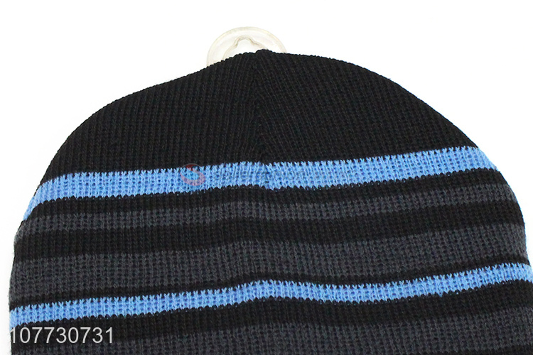 Recent products winter acrylic knitted hat fleece lined beanie hat for men