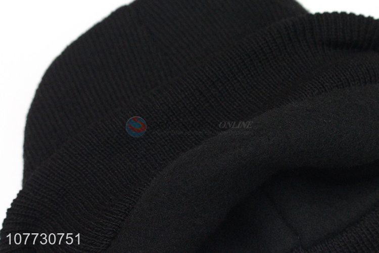 Hot sale men winter sport cap men fleece lining striped beanie hat