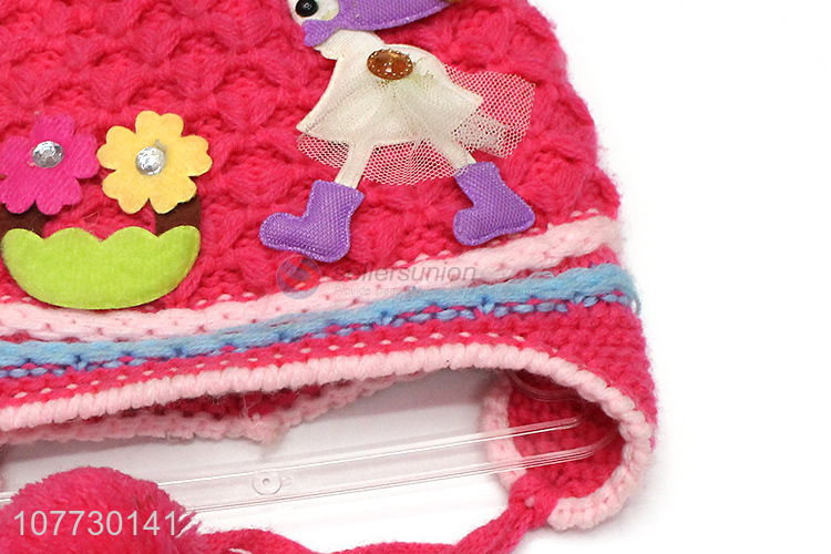 Popular products cartoon design kids beanies children winter hat with earmuffs