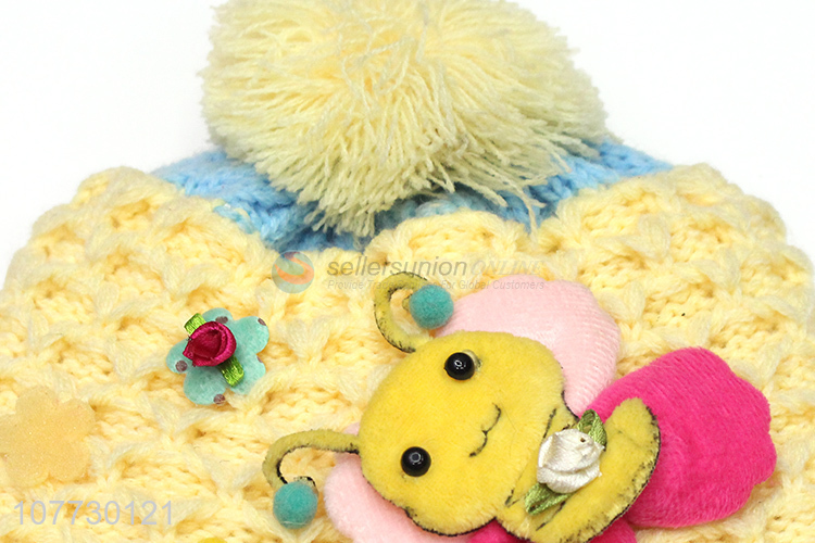 Most popular cartoon animal children winter acrylic knitting hat with earflaps