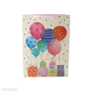 Good quality cartoon balloon birthday gift bag white card packaging bag