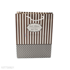 Simple design brown gift packaging bag vertical stripe gift bag