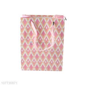 Wholesale pink girly gift bag geometric figure white card gift bag