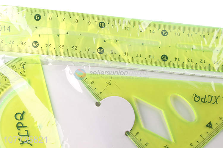 Factory direct sale school stationery 4 pieces plastic ruler set