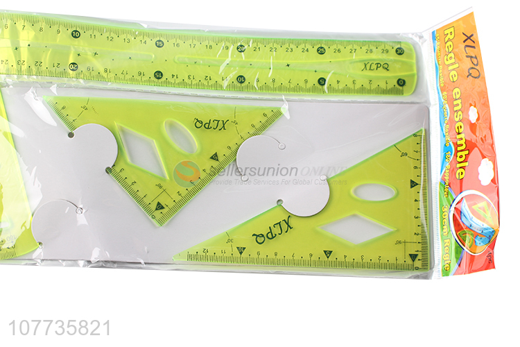 Factory direct sale school stationery 4 pieces plastic ruler set
