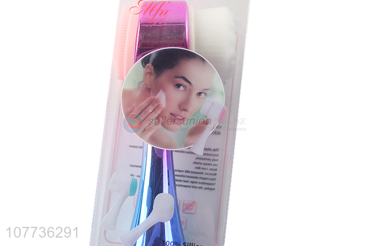 Most popular electroplate handle double sided silicone facial brush makeup cleaner