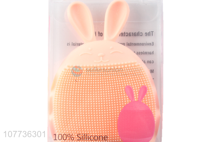 High quality rabbit shape environmental protection silicone face cleaning brush