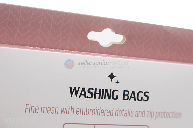 Wholesale 3 pieces embroidered mesh laundry bag dirty clothes wash bag