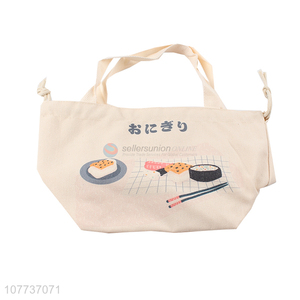 New product Japanese style drawstring bento bag canvas lunch bag handbag