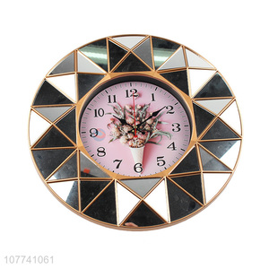 Wholesale Flower Pattern Round Hanging Clock Decorative Clocks