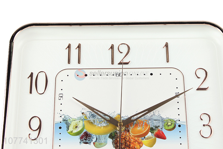 Popular Fruit Pattern Square Wall Clock Fashion Hanging Clocks