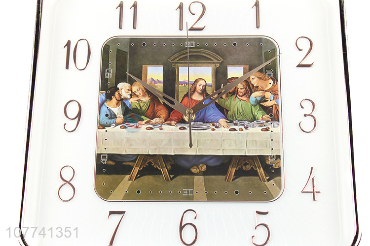 Wholesale Religious Series Printing Square Hanging Clock Cheap Wall Clock