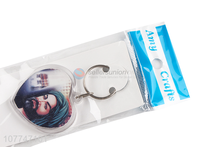 Good Quality Color Printing Heart Shape Keychain Plastic Key Chain