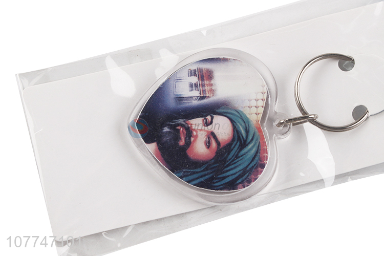 Good Quality Color Printing Heart Shape Keychain Plastic Key Chain