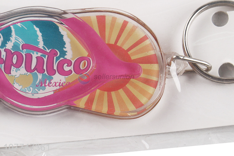 Fashion Flip Flops Shape Custom Printing Plastic Key Chain