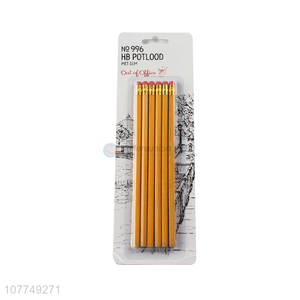 Hot selling children wooden drawing pen writing pencil with rubber